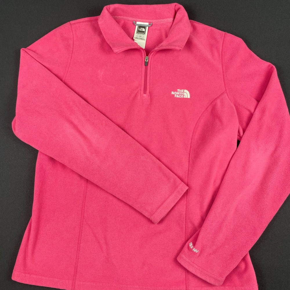 The North Face TKA 100 Fleece Pullover Womens Large Pink Quarter Zip Jacket